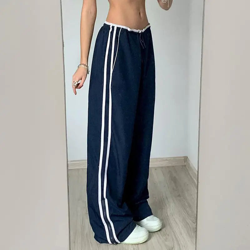 LUXE Wide Leg Contrast Casual Pants