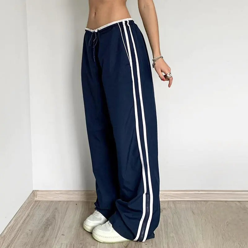 LUXE Wide Leg Contrast Casual Pants