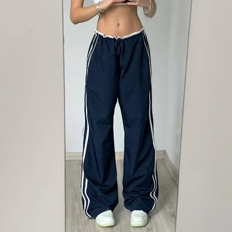 LUXE Wide Leg Contrast Casual Pants